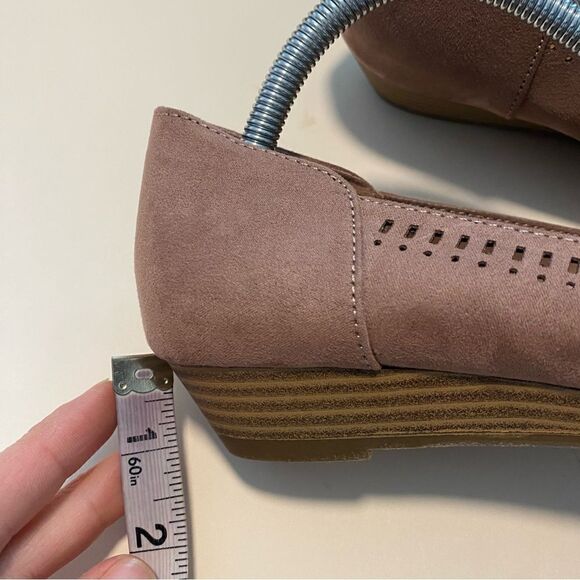 Seychelles Anthologie Point toe low wedge leather cut faux suede brown Deville 9 - Picture 3 of 8